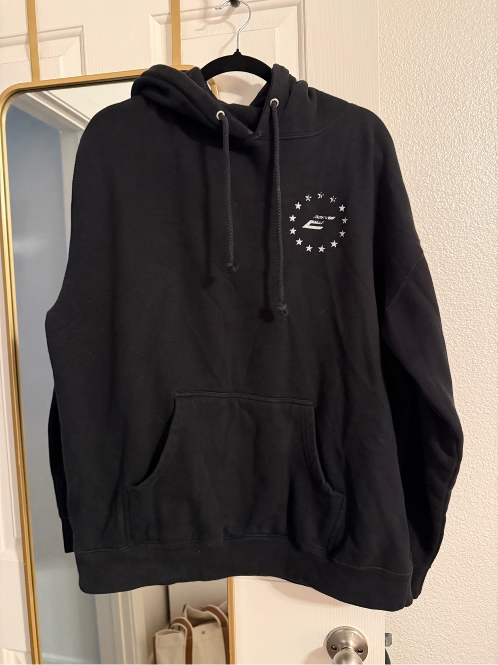 Men's Black Pullover Hoodie with Star Emblem
